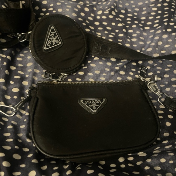 Prada Black and Silver Zippered Pouch - Picture 1 of 3